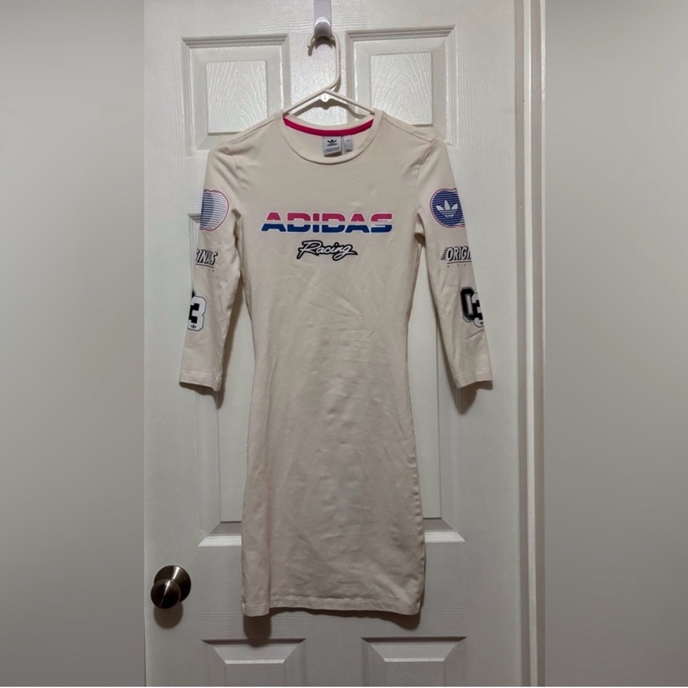 Adidas Racing Women’s Size 6 White 3/4 Sleeve T Shirt Mini Dress